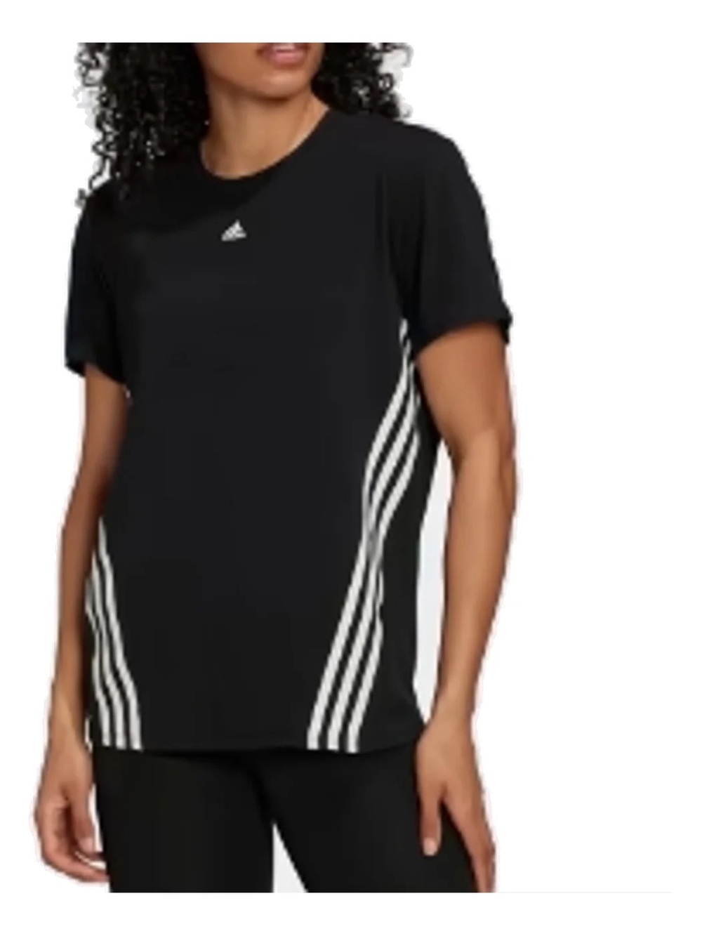 adidas Black Short Sleeve Tee with White Side Stripes